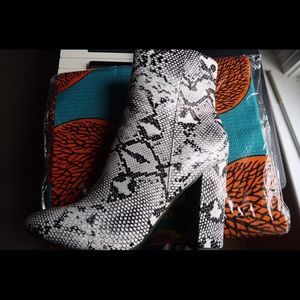 Snakeskin booties